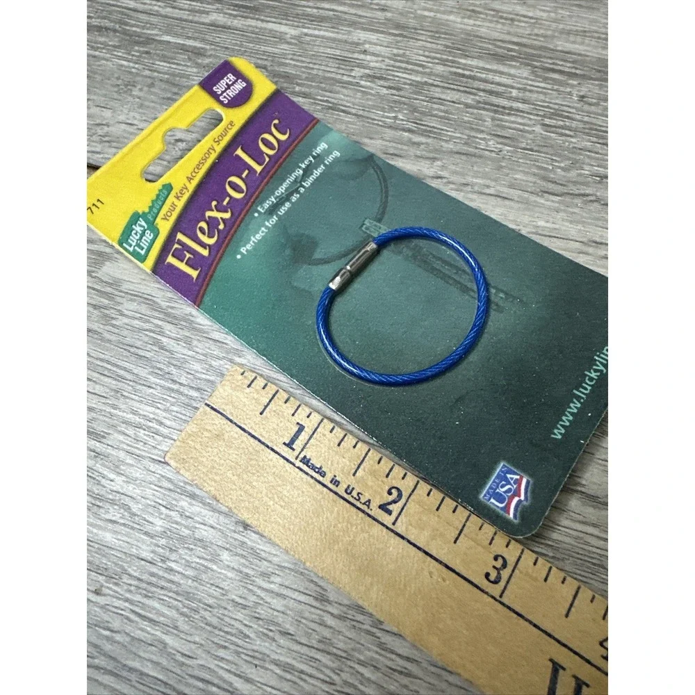 Lucky Line Flex-o-Loc Key Ring Unisex OS Blue New Aircraft Cable 71101 USA